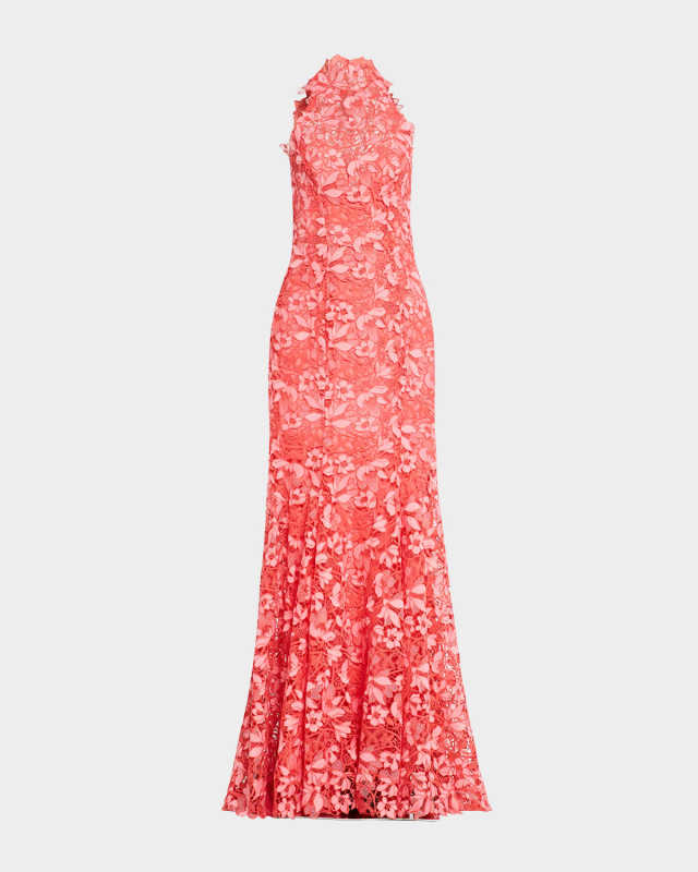 Lace Halter Trumpet Gown